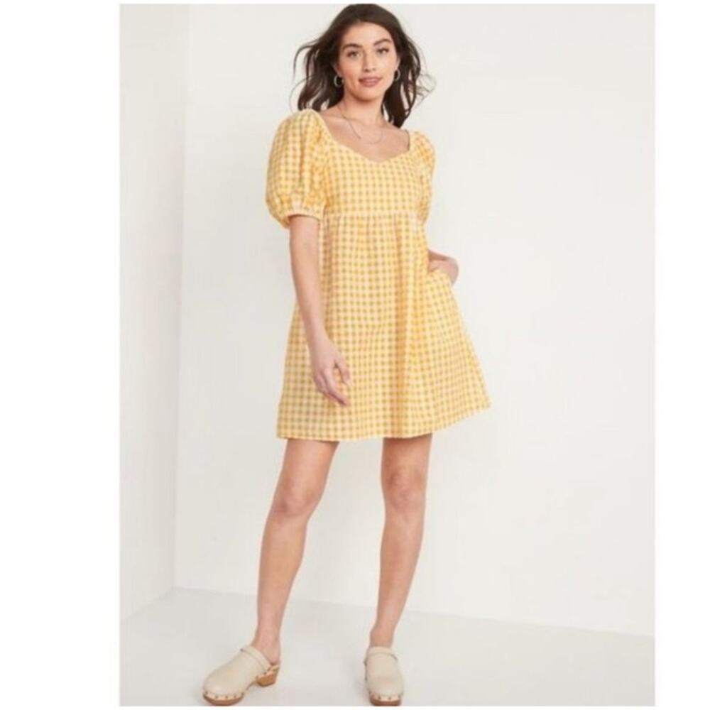 Old Navy Yellow Gingham Mini Dress